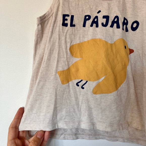 Tinycottons Kids Tank Top - Cream with Yellow Bird Design - Picture 2 of 4